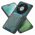 For Huawei Mate 60 Pro Denim Texture Leather Skin Phone Case with Card Slot(Green)