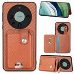 For Huawei Mate 60 Pro Card Wallet Kickstand Back Phone Case with Tool Knife(Brown)