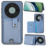 For Huawei Mate 60 Pro Card Wallet Kickstand Back Phone Case with Tool Knife(Blue)