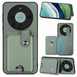 For Huawei Mate 60 Pro Card Wallet Kickstand Back Phone Case with Tool Knife(Green)