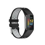 For Fitbit Charge 6 Dual Color Breathable Silicone Watch Band(Black+Gray)