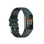 For Fitbit Charge 6 Dual Color Breathable Silicone Watch Band(Green+Black)