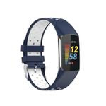 For Fitbit Charge 6 Dual Color Breathable Silicone Watch Band(Blue+White)