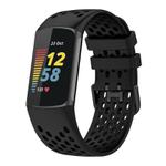For Fitbit Charge 5 Solid Color Breathable Sports Silicone Watch Band(Black)
