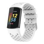 For Fitbit Charge 5 Solid Color Breathable Sports Silicone Watch Band(White)