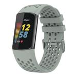 For Fitbit Charge 5 Solid Color Breathable Sports Silicone Watch Band(Gray)