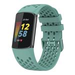For Fitbit Charge 5 Solid Color Breathable Sports Silicone Watch Band(Pine Green)