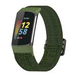 For Fitbit Charge 6 Elastic Nylon Braid Watch Band(Army Green)