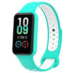 For Xiaomi Smart Band 8 Active Dual Color Breathable Sports Silicone Watch Band(Cyan White)