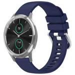 For Garmin VivoMove Luxe / Garminmove Luxe Liquid Glossy Silver Buckle Silicone Watch Band(Dark Blue)