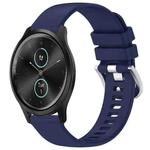 For Garmin VivoMove Style / Vivomove Liquid Glossy Silver Buckle Silicone Watch Band(Dark Blue)