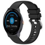 For Garmin Vivoactive3 / 3 Music Liquid Glossy Silver Buckle Silicone Watch Band(Black)