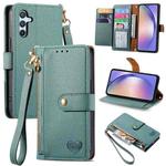 For Samsung Galaxy S21 FE 5G Love Zipper Lanyard Leather Phone Case(Green)