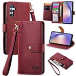 For Samsung Galaxy A54 5G Love Zipper Lanyard Leather Phone Case(Red)