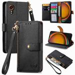 For Samsung Galaxy Xcover 7 Love Zipper Lanyard Leather Phone Case(Black)