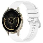 For Garmin Venu 3S Liquid Glossy Silver Buckle Silicone Watch Band(White)