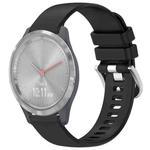 For Garmin Vivomove 3S Liquid Glossy Silver Buckle Silicone Watch Band(Black)