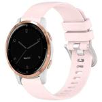 For Garmin Vivoactive 4S Liquid Glossy Silver Buckle Silicone Watch Band(Pink)