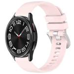 For Samsung Galaxy 6 / 6 Classic Liquid Glossy Silver Buckle Silicone Watch Band(Pink)