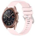 For Samsung Galaxy Watch 3 41mm Liquid Glossy Silver Buckle Silicone Watch Band(Pink)