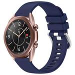 For Samsung Galaxy Watch 3 41mm Liquid Glossy Silver Buckle Silicone Watch Band(Dark Blue)