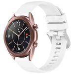 For Samsung Galaxy Watch 3 41mm Liquid Glossy Silver Buckle Silicone Watch Band(White)