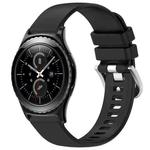 For Samsung Gear S2 Classic Liquid Glossy Silver Buckle Silicone Watch Band(Black)