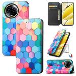 For Realme 11 5G Global CaseNeo Colorful Magnetic Leather Phone Case(Colored Squares)