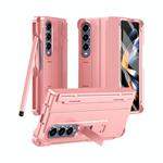 For Samsung Galaxy Z Fold3 5G Diamond Case-film Integral Hinge Shockproof Phone Case with Pen(Pink)