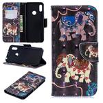 3D Colored Drawing Pattern Horizontal Flip Leather Case for Huawei Y6 / Y6 Pro, with Holder & Card Slots & Wallet(Two Elephants)