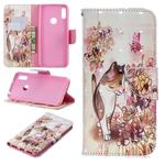 3D Colored Drawing Pattern Horizontal Flip Leather Case for Huawei Y6 / Y6 Pro, with Holder & Card Slots & Wallet(Cat)