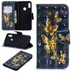 3D Colored Drawing Pattern Horizontal Flip Leather Case for Huawei Y6 / Y6 Pro, with Holder & Card Slots & Wallet(Black Background Butterfly)