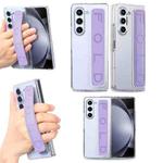 For Samsung Galaxy Z Fold5 5G Wristband Transparent Phone Case(Purple)