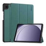 For Samsung Galaxy Tab A9 8.7 ENKAY Tri-fold Custer Texture Leather Smart Tablet Case(Dark Green)