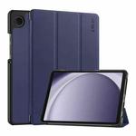 For Samsung Galaxy Tab A9 8.7 ENKAY Tri-fold Custer Texture Leather Smart Tablet Case(Dark Blue)