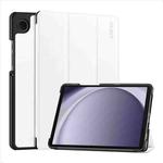 For Samsung Galaxy Tab A9 8.7 ENKAY Tri-fold Custer Texture Leather Smart Tablet Case(White)