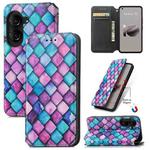 For ASUS  Zenfone 10 CaseNeo Colorful Magnetic Leather Phone Case(Purple Scales)
