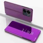 For Xiaomi Redmi 13C Plated Mirror Horizontal Flip Leather Phone Case with Holder(Purple)