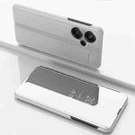 For Xiaomi Redmi Note 12 4G Plated Mirror Horizontal Flip Leather Phone Case with Holder(Silver)