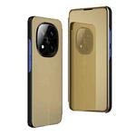 For Xiaomi Redmi Note 14 Pro+ 5G Plated Mirror Horizontal Flip Leather Phone Case with Holder(Gold)