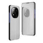 For Xiaomi Redmi Note 14 Pro+ 5G Plated Mirror Horizontal Flip Leather Phone Case with Holder(Silver)
