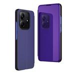 For Redmi Note 14 4G 163.25mm Plated Mirror Horizontal Flip Leather Phone Case with Holder(Purple Blue)