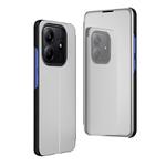 For Redmi Note 14 4G 163.25mm Plated Mirror Horizontal Flip Leather Phone Case with Holder(Silver)