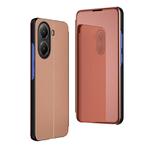 For Xiaomi  Poco X7 Pro Plated Mirror Horizontal Flip Leather Phone Case with Holder(Rose Gold)