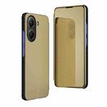 For Xiaomi  Poco X7 Pro Plated Mirror Horizontal Flip Leather Phone Case with Holder(Gold)