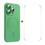 For iPhone 15 Pro Max ENKAY MagSafe Matte TPU Phone Case with Lens Film & Screen Glass Film(Green)