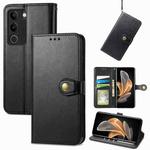 For vivo S17 Retro Solid Color Buckle Leather Phone Case(Black)