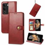 For vivo S17 Retro Solid Color Buckle Leather Phone Case(Red)