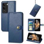 For vivo S17 Retro Solid Color Buckle Leather Phone Case(Blue)