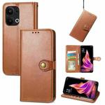 For OPPO Reno9 Pro+ Retro Solid Color Buckle Leather Phone Case(Brown)